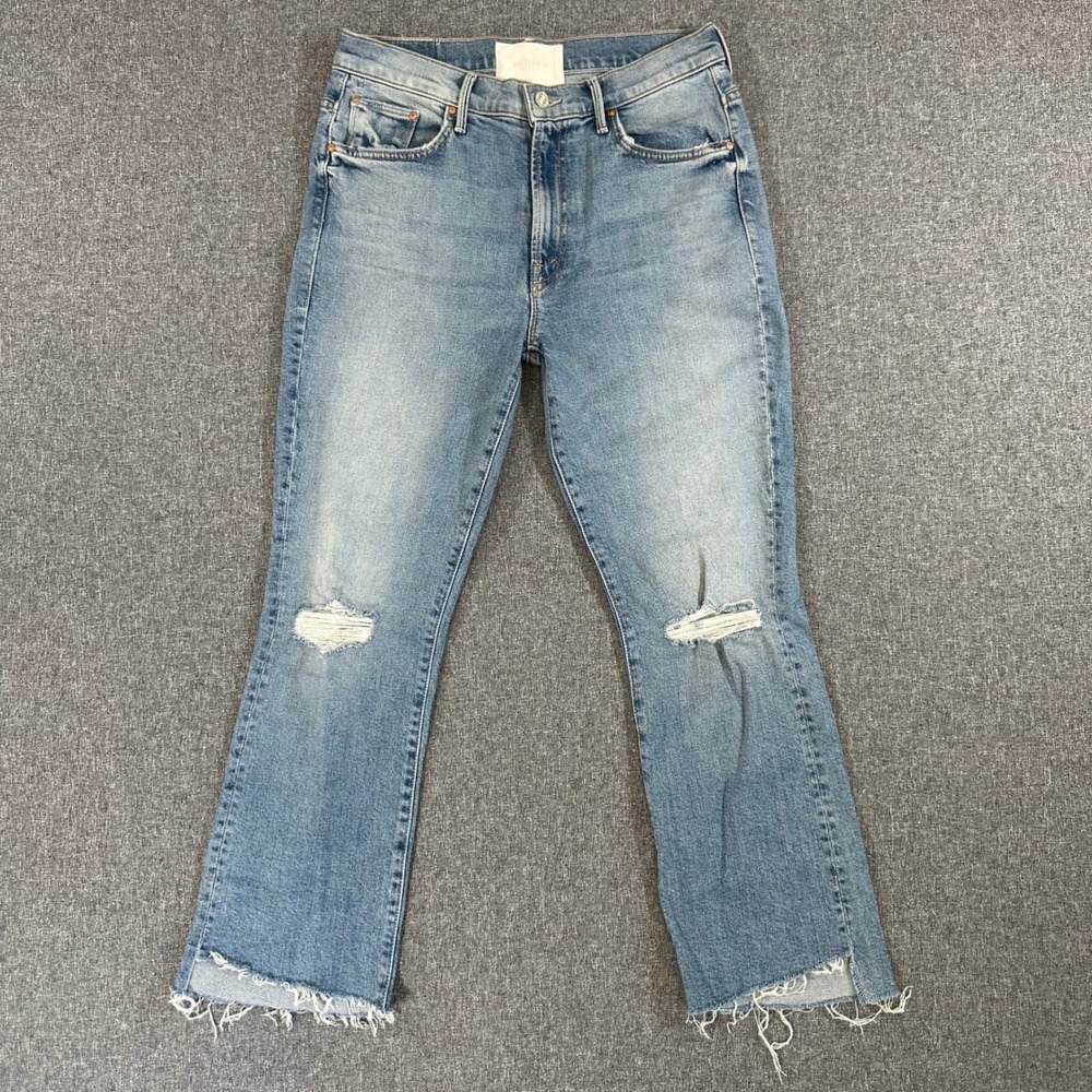 Mother Jeans Womens 29 The Insider Crop Step Fray Blue Distressed Denim
